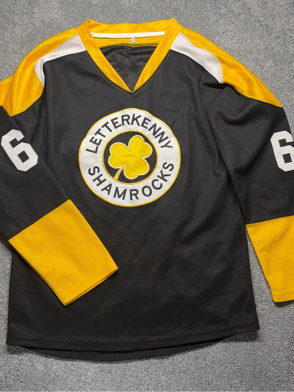 Letterkenny Shamrocks Hockey Jersey - Black & Yellow shorsey #69